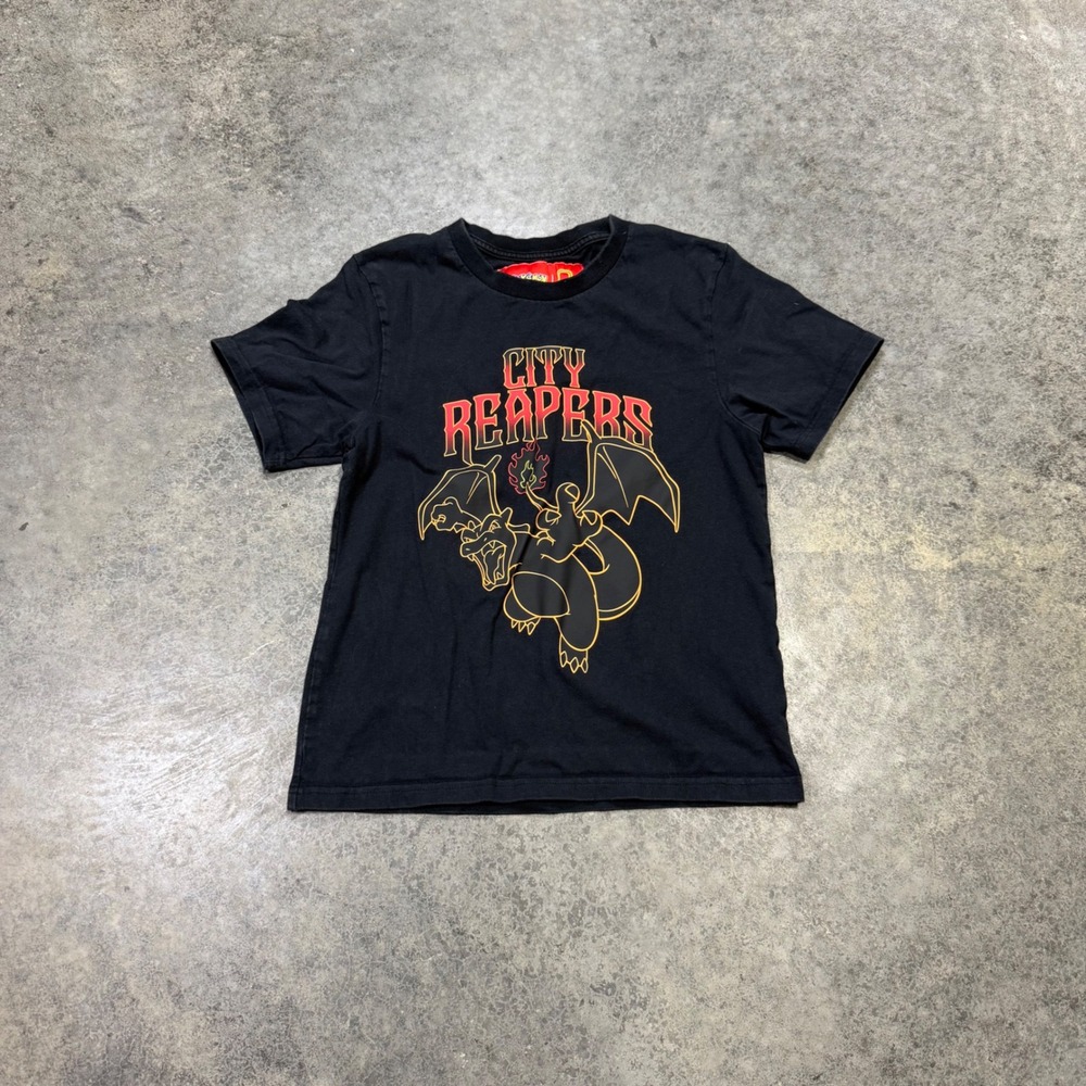 Pokemon T-Shirt Kids Youth Medium Black City Reapers Charizard Graphic Tee